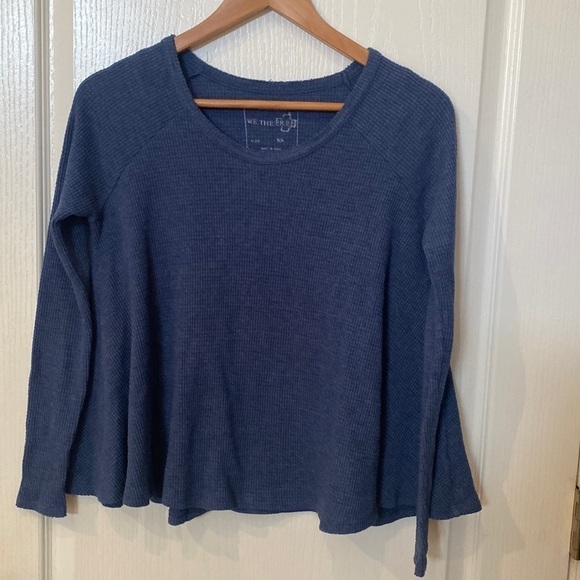 We the free Sz XS long sleeve blue waffle top - Picture 1 of 4